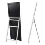 MAYEERTY Specchio a figura intera in legno massello spazzolato bianco lavato 64x21 pollici con supporto in vetro temperato