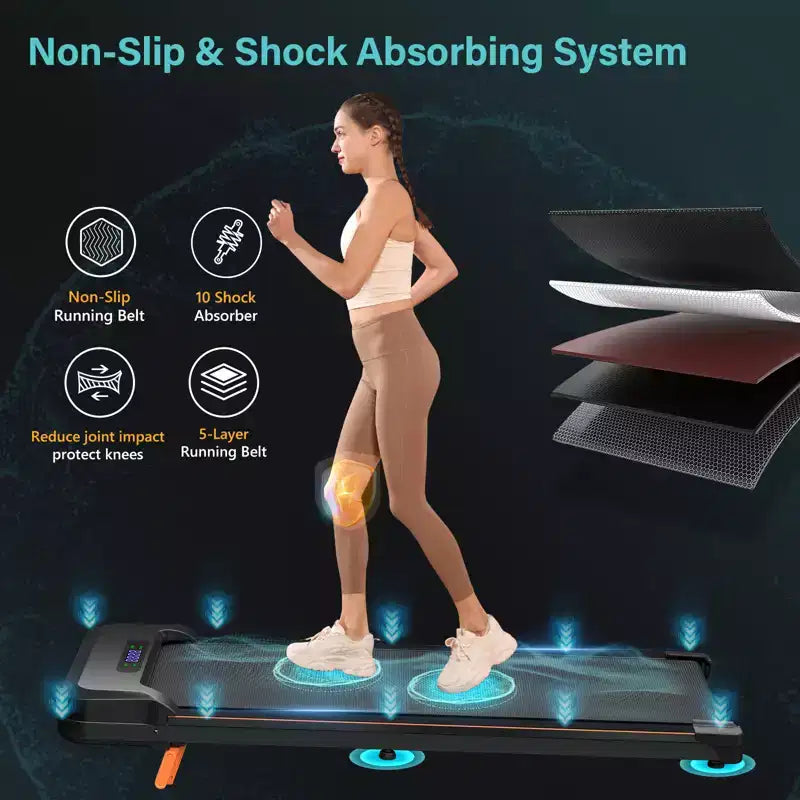 Tapis Roulant Pieghevole KERDOM, Tapis Roulant Sottoscrivania, Tapis Roulant per Ufficio Domestico, Tapis Roulant Silenzioso 2 in 1 per Camminata e Corsa Leggera