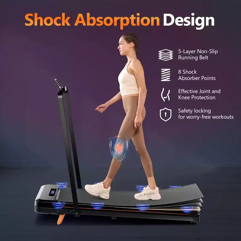Tapis Roulant da Camminata KERDOM Sotto Scrivania, Tapis Roulant Portatile per Casa e Ufficio, Tapis Roulant 2 in 1 con Telecomando, Capacità 158 kg, Tapis Roulant da 2,5 HP con LED