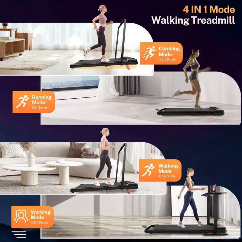 Tapis Roulant da Camminata KERDOM Sotto Scrivania, Tapis Roulant Portatile per Casa e Ufficio, Tapis Roulant 2 in 1 con Telecomando, Capacità 158 kg, Tapis Roulant da 2,5 HP con LED