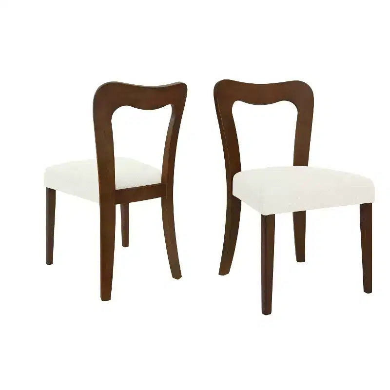 Okak Set of 2 Upholstered Heart-Shaped Hollow Back Dining Chair Without Arm,Wooden Accent Dining Chairs for Dining Room,Kitchen
