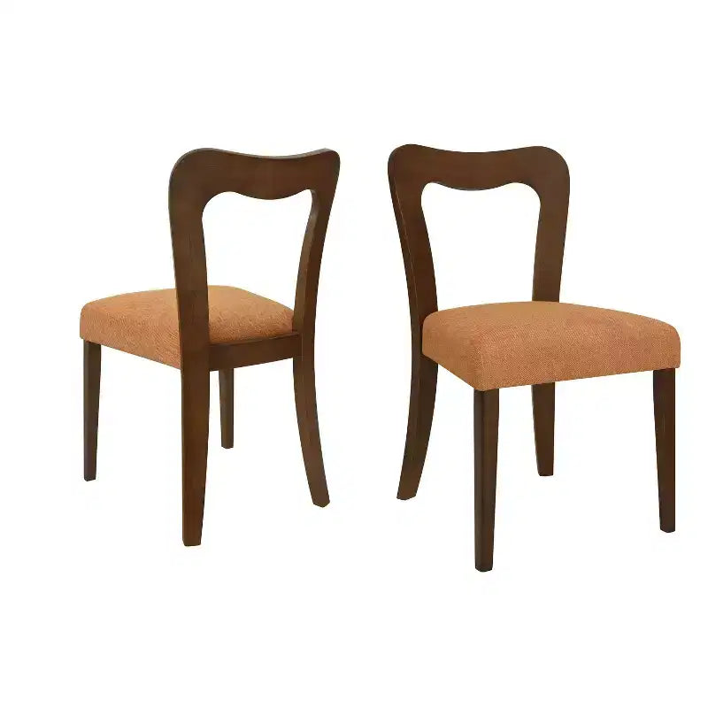 Okak Set of 2 Upholstered Heart-Shaped Hollow Back Dining Chair Without Arm,Wooden Accent Dining Chairs for Dining Room,Kitchen
