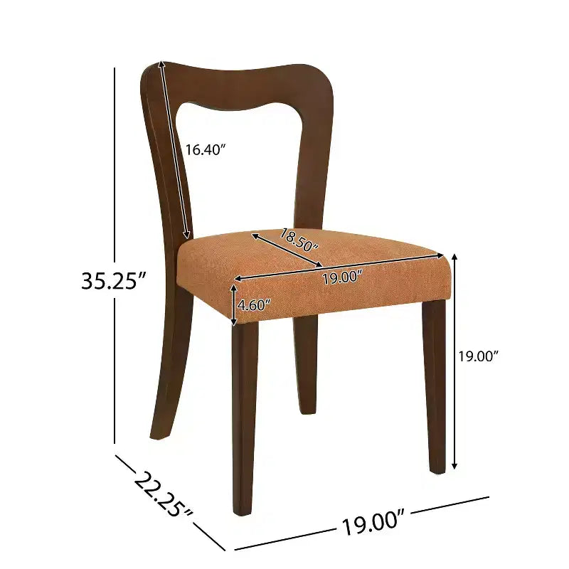 Okak Set of 2 Upholstered Heart-Shaped Hollow Back Dining Chair Without Arm,Wooden Accent Dining Chairs for Dining Room,Kitchen