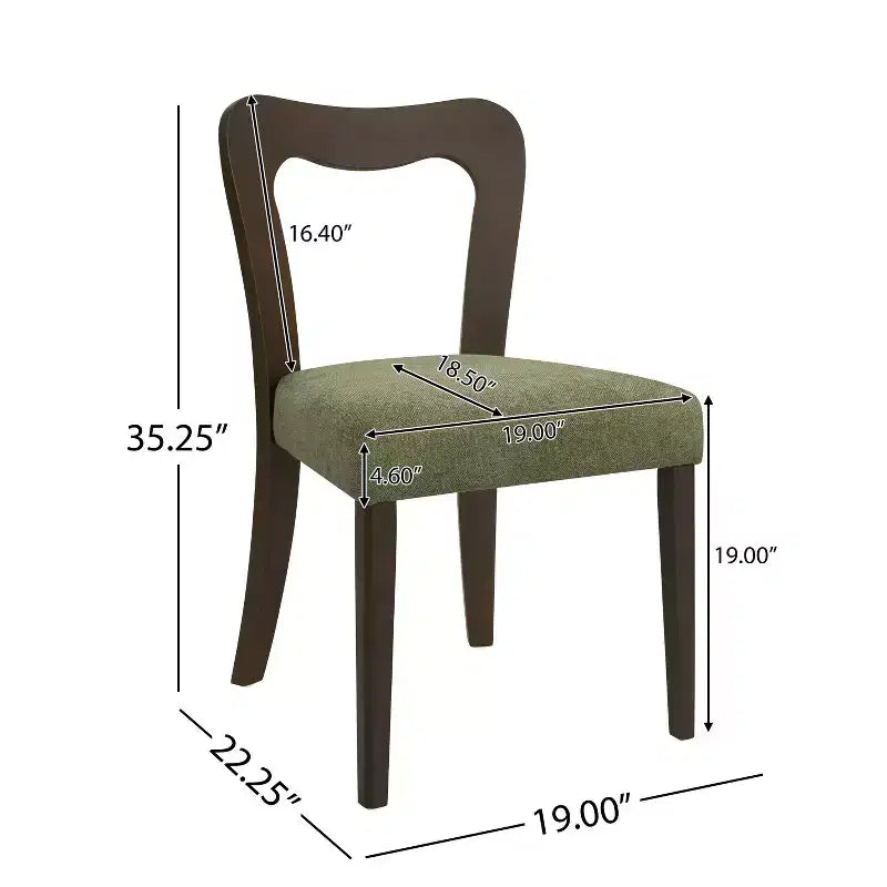 Okak Set of 2 Upholstered Heart-Shaped Hollow Back Dining Chair Without Arm,Wooden Accent Dining Chairs for Dining Room,Kitchen