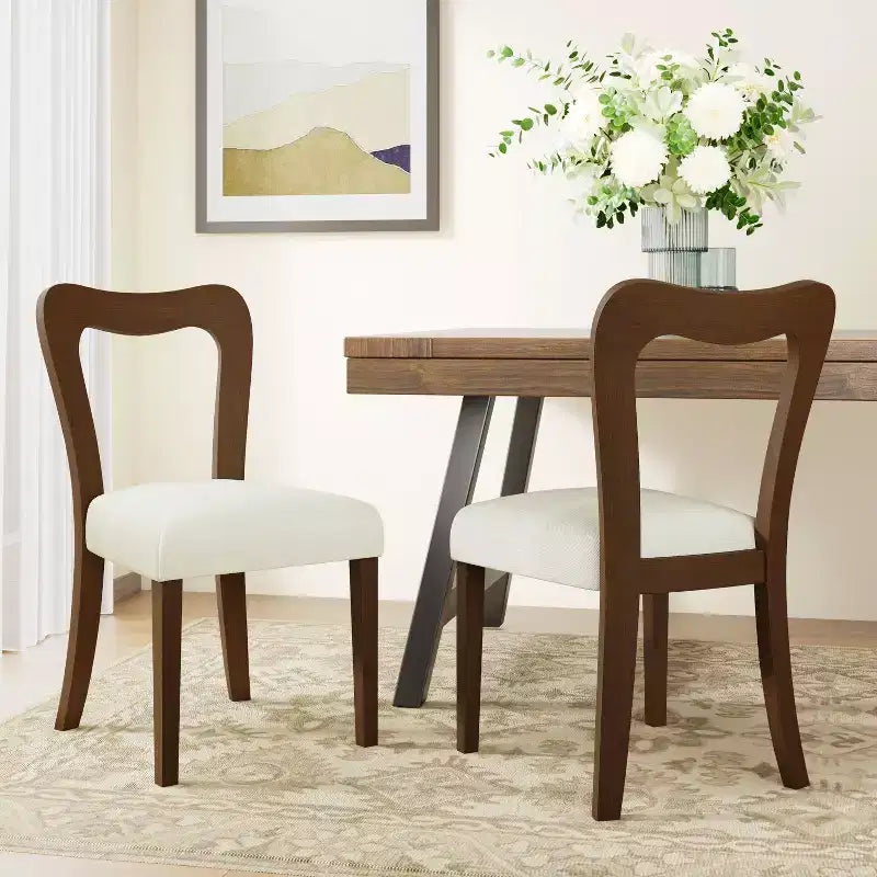 Okak Set di 2 Sedie da Pranzo Imbottite con Schienale Vuoto a Cuore Senza Braccioli, Sedie da Pranzo di Design in Legno per Sala da Pranzo, Cucina