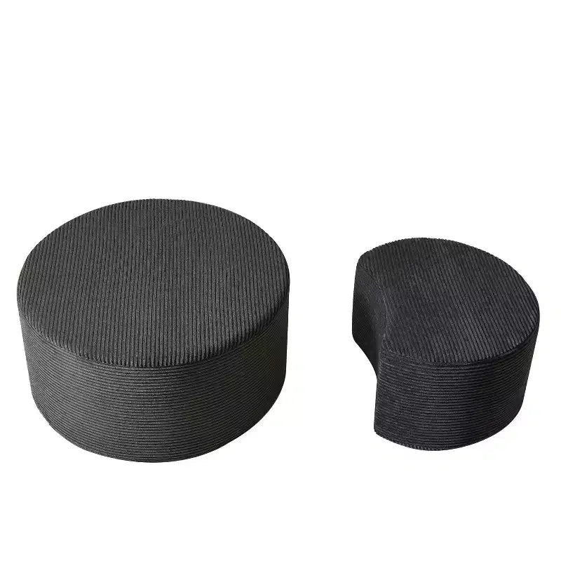 Round Nesting Coffee Table Set of 2, Foam Upholstered Multi-Purpose Tables for Living Room, Versatile Side Table, Ottoman, or End Table