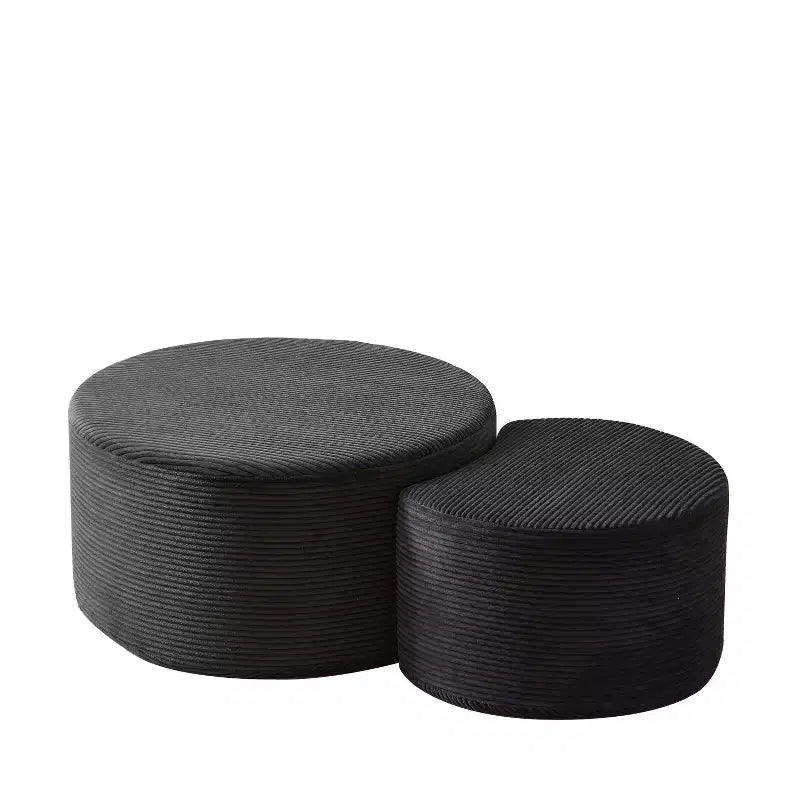 Round Nesting Coffee Table Set of 2, Foam Upholstered Multi-Purpose Tables for Living Room, Versatile Side Table, Ottoman, or End Table
