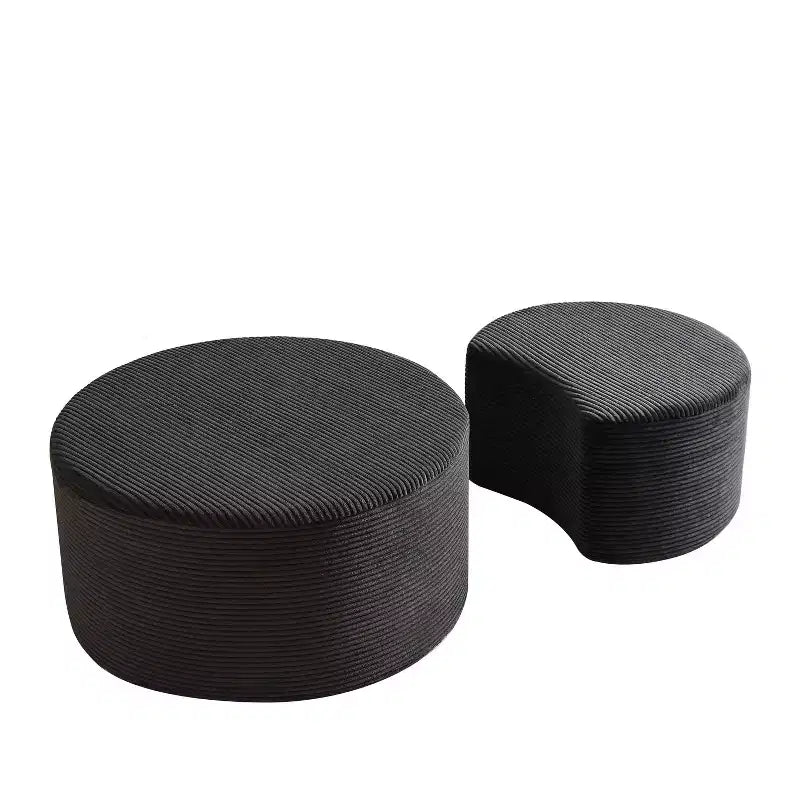 Round Nesting Coffee Table Set of 2, Foam Upholstered Multi-Purpose Tables for Living Room, Versatile Side Table, Ottoman, or End Table