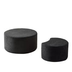Round Nesting Coffee Table Set of 2, Foam Upholstered Multi-Purpose Tables for Living Room, Versatile Side Table, Ottoman, or End Table