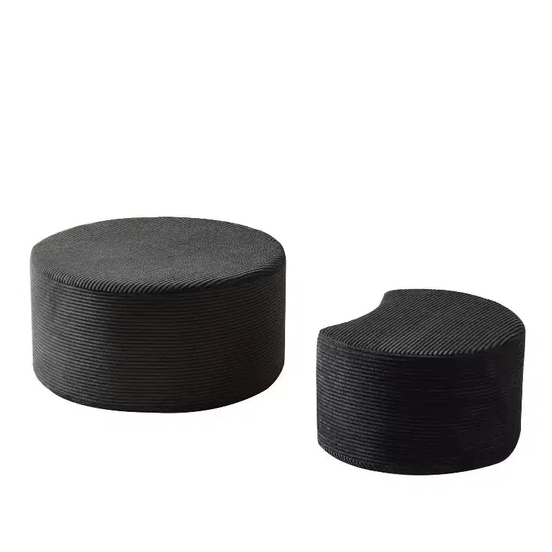 Round Nesting Coffee Table Set of 2, Foam Upholstered Multi-Purpose Tables for Living Room, Versatile Side Table, Ottoman, or End Table