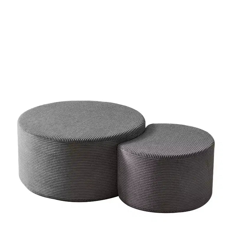 Round Nesting Coffee Table Set of 2, Foam Upholstered Multi-Purpose Tables for Living Room, Versatile Side Table, Ottoman, or End Table
