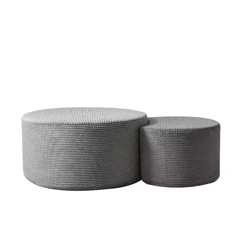 Round Nesting Coffee Table Set of 2, Foam Upholstered Multi-Purpose Tables for Living Room, Versatile Side Table, Ottoman, or End Table