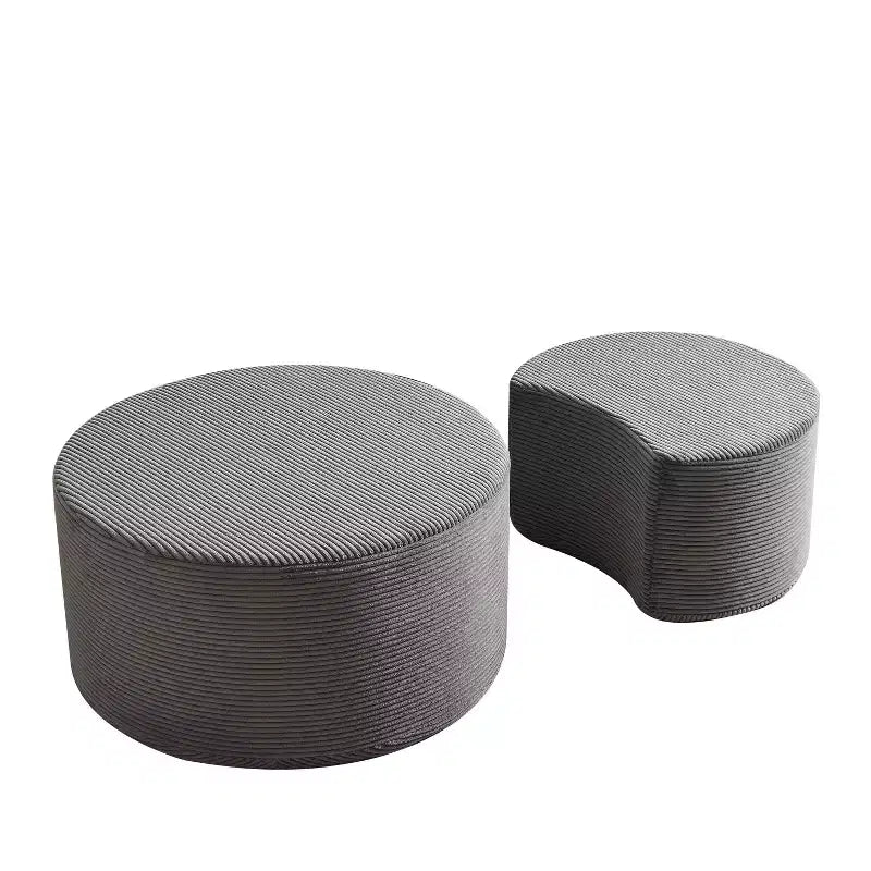 Round Nesting Coffee Table Set of 2, Foam Upholstered Multi-Purpose Tables for Living Room, Versatile Side Table, Ottoman, or End Table