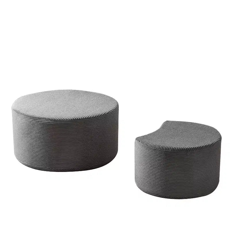 Round Nesting Coffee Table Set of 2, Foam Upholstered Multi-Purpose Tables for Living Room, Versatile Side Table, Ottoman, or End Table