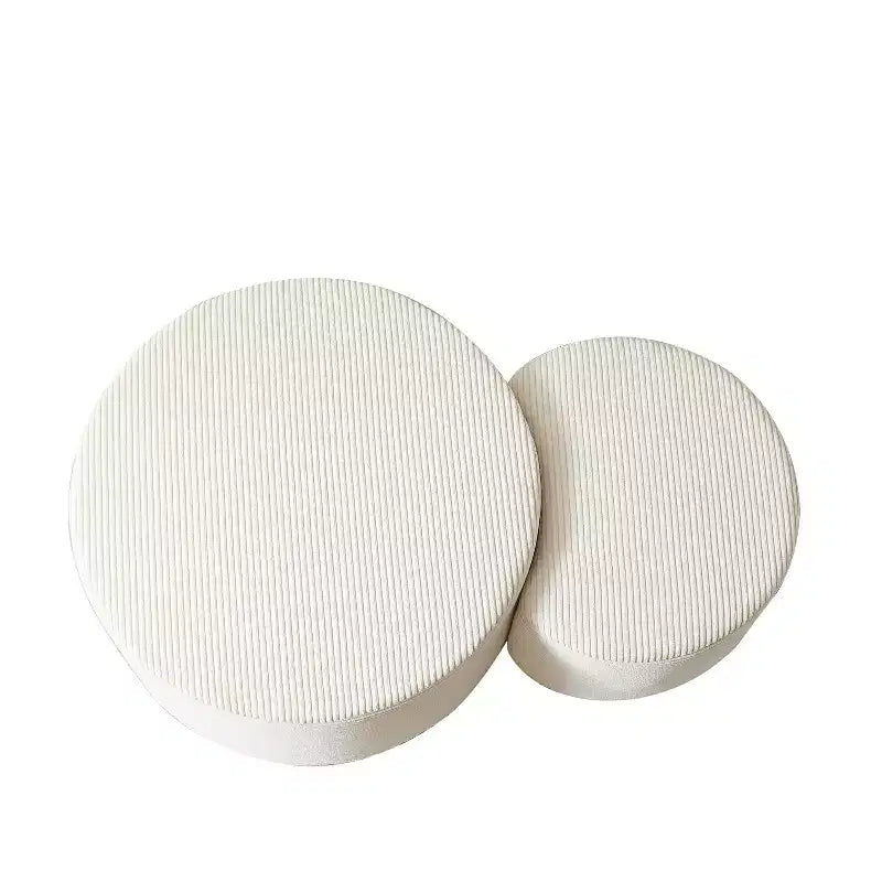 Round Nesting Coffee Table Set of 2, Foam Upholstered Multi-Purpose Tables for Living Room, Versatile Side Table, Ottoman, or End Table