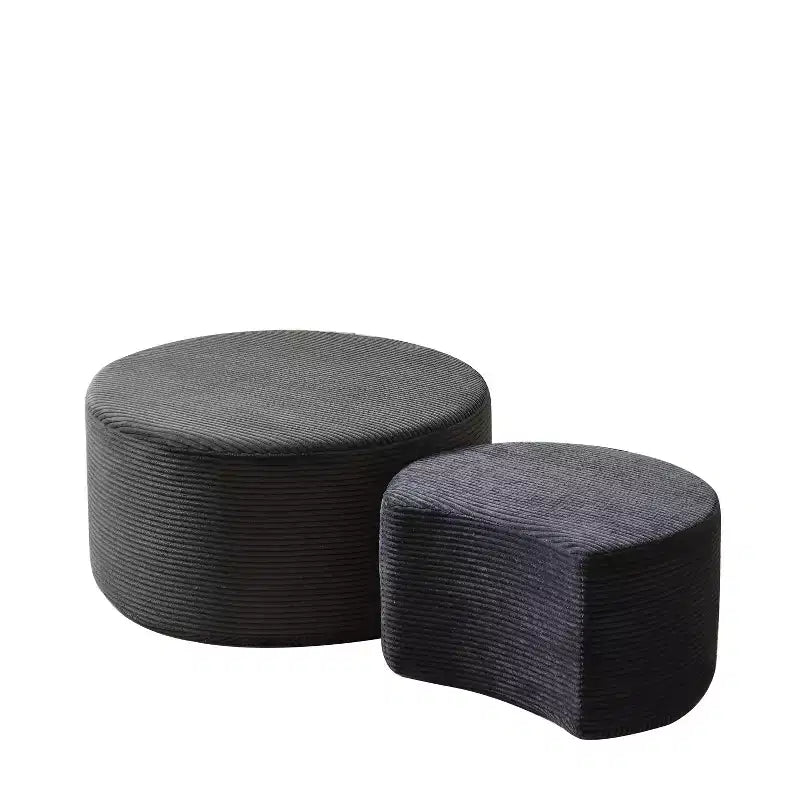 Round Nesting Coffee Table Set of 2, Foam Upholstered Multi-Purpose Tables for Living Room, Versatile Side Table, Ottoman, or End Table