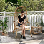 Egg Chair Patio Wicker Basket with High Back & Cushion Backyard Indoor Outdoor