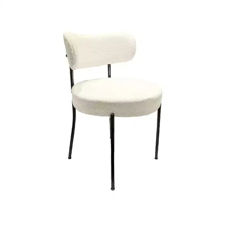 Homy Casa Set of 4 Teddy Upholstered Dining Chair Set with Metal Legs for Small Space, Holiday Gathering, New Year Refresh, White