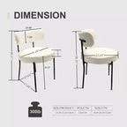 Homy Casa Set of 4 Teddy Upholstered Dining Chair Set with Metal Legs for Small Space, Holiday Gathering, New Year Refresh, White