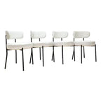 Homy Casa Set of 4 Teddy Upholstered Dining Chair Set with Metal Legs for Small Space, Holiday Gathering, New Year Refresh, White