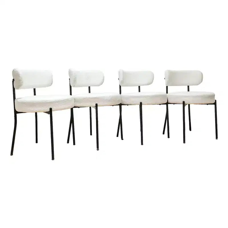 Homy Casa Set of 4 Teddy Upholstered Dining Chair Set with Metal Legs for Small Space, Holiday Gathering, New Year Refresh, White