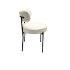 Homy Casa Set of 4 Teddy Upholstered Dining Chair Set with Metal Legs for Small Space, Holiday Gathering, New Year Refresh, White