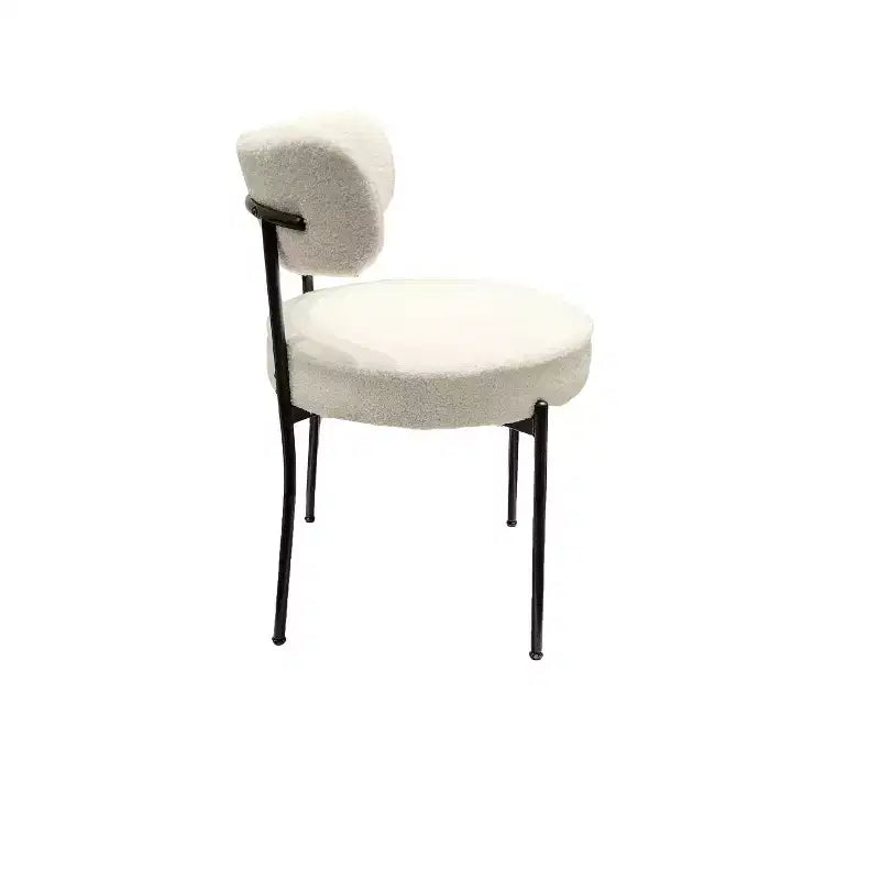 Homy Casa Set of 4 Teddy Upholstered Dining Chair Set with Metal Legs for Small Space, Holiday Gathering, New Year Refresh, White