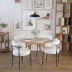 Homy Casa Set of 4 Teddy Upholstered Dining Chair Set with Metal Legs for Small Space, Holiday Gathering, New Year Refresh, White