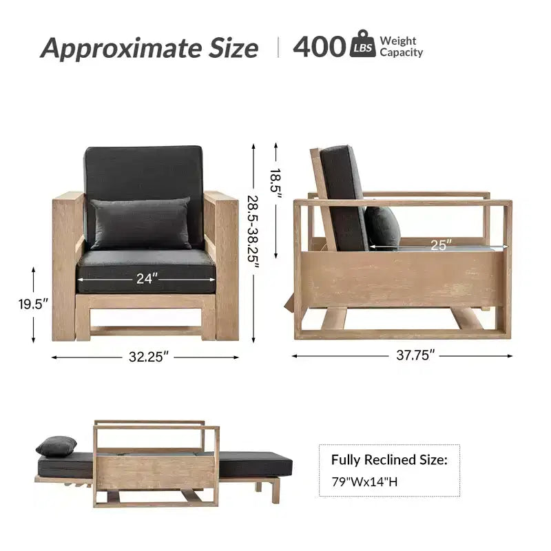Chaise Longue Amilcare con schienale regolabile|HULALA HOME