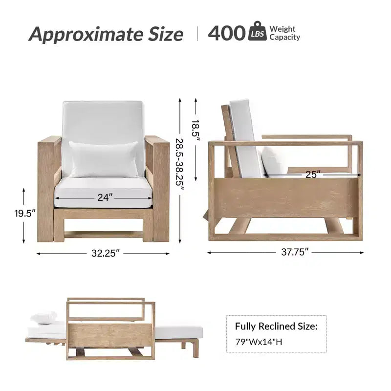Amilcare Chaise Lounge with Adjustable Backrest Set of 2|HULALA HOME