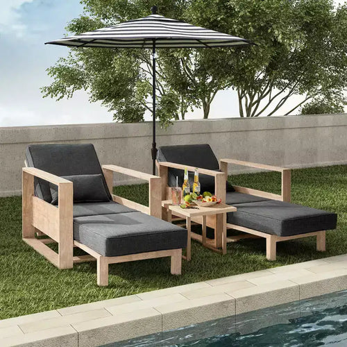Amilcare Chaise longue con schienale regolabile Set di 2|HULALA HOME