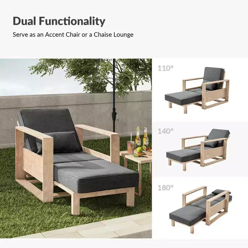 Amilcare Chaise Lounge with Adjustable Backrest Set of 2|HULALA HOME