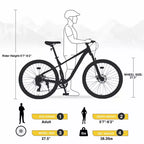 NAYSAYE Bicicletta Mountain Bike da 27,5 Pollici a 8 Velocità con Sospensione Anteriore e Telaio in Acciaio per Avventure su Tutti i Terreni, Gialla, 68.5*27.1*40.55