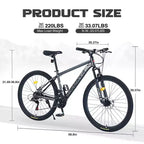 NAYSAYE Bicycle Mountain Bike 27.5 Inch Wheels 21 Speed Front Suspension for Men Women Boys and Girls, Gray, 68.8*26.37*39.37