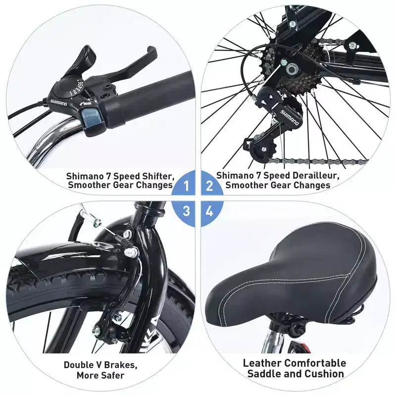 NAYSAYE Bicicletta Beach Cruiser da donna a 7 velocità, telaio in acciaio da 26 pollici per comode passeggiate in città, blu, 69.96*28.32*43.2