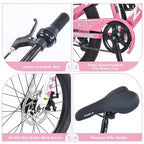 NAYSAYE Mountain Bike 20 Inch MTB with Adjustable Saddle and Double Disc Brakes for Outdoor Adventures, Pink, 54.33*22.44*32.48