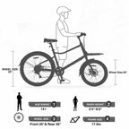 NAYSAYE Bicicletta Cargo 7 velocità, telaio in lega, bici per adulti per il pendolarismo quotidiano, blu, 65*27,56*42,13