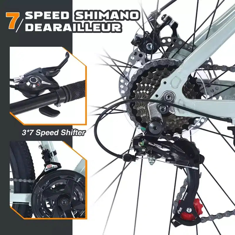 NAYSAYE Bicicletta Mountain Bike Ruote da 27,5 Pollici 21 Velocità Ammortizzatore Anteriore per Uomini Donne Ragazzi e Ragazze, Verde, 68.8*26.37*39.37