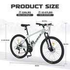 NAYSAYE Bicicletta Mountain Bike Ruote da 27,5 Pollici 21 Velocità Ammortizzatore Anteriore per Uomini Donne Ragazzi e Ragazze, Verde, 68.8*26.37*39.37