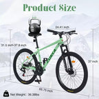 NAYSAYE Bicicletta da montagna da 26 pollici, 3X8/24 velocità, MTB con telaio in acciaio, forcella ammortizzata anteriore, per uomini, donne, studenti, verde, 65,75*24,41*37