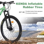 NAYSAYE Bicicletta da montagna da 26 pollici, 3X8/24 velocità, MTB con telaio in acciaio, forcella ammortizzata anteriore, per uomini, donne, studenti, verde, 65,75*24,41*37