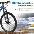 Bicicletta da montagna NAYSAYE da 26 pollici, telaio in acciaio, 24 velocità, forcella ammortizzata, bici per adulti per avventure all'aperto, blu, 65,75*24,41*37