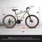 Bicicletta NAYSAYE Mountain Bike da 27,5 Pollici per Adulti con Freni a Disco per Pendolarismo ed Esplorazione Esterna, Verde, 70*27,5*40