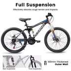 NAYSAYE Bicicletta Mountain Bike Bi-Ammortizzata da 27,5 Pollici, 21 Velocità con Doppio Ammortizzatore per Uomini e Donne, Nero, 68,1*27*39,7