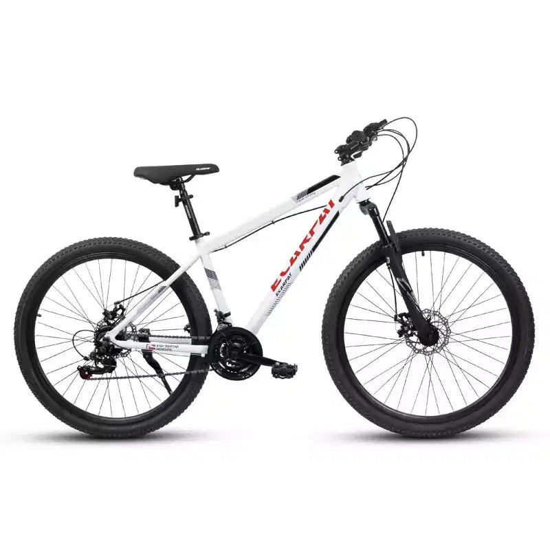 NAYSAYE Bicicletta da montagna da 27 pollici con cambio a 21 velocità, forcella ammortizzata e freni a disco per uomo e donna, bianco, 53,54*7,68*28,35