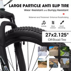 NAYSAYE Bicicletta da montagna da 27 pollici con cambio a 21 velocità, forcella ammortizzata e freni a disco per uomo e donna, bianco, 53,54*7,68*28,35