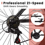NAYSAYE Bicycle 24 Inch Mountain Bike Frame 21 Speed Dual V Brakes for Adults and Teens for Mountain Riding, Black and Red, 64.57*24.8*34.65