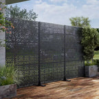 MAYEERTY 72 inch Room Divider Black Galvanized Metal Rectangle Frame Privacy Screen Garden Fence Patio