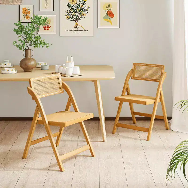 Costway Rattan Cane Folding Chairs Set of 2/4 with Rotatable Backrests 330lbs Capacity