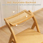Costway Rattan Cane Folding Chairs Set of 2/4 with Rotatable Backrests 330lbs Capacity